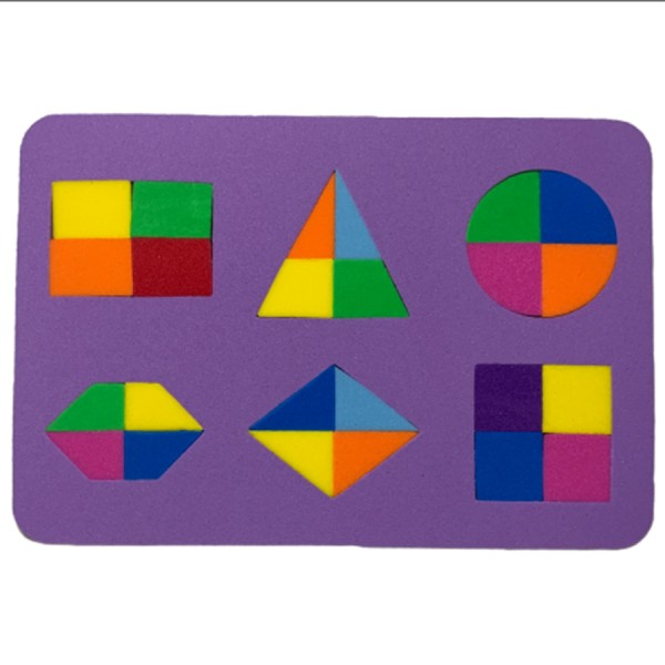 Juego de encastre chico compuesto en goma eva, figuras geométricas, 20x14 cm, distintas combinaciones