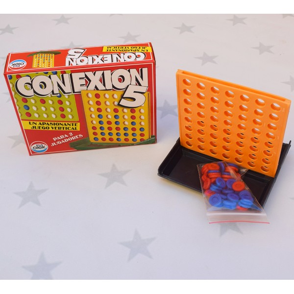 Conexión 5: juego de mesa, juego de estrategia, con tablero y piezas de plástico, muy buena calidad
