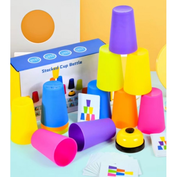 Juego de Vasos de Velocidad con Timbre y Tarjetas – Desafío Didáctico Mental 