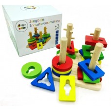 Juego Didáctico de Encastre Torres de Bloques Geométricos Con Dificultad para Niños – Desarrollo Cognitivo y Creativo - Cubeta Toys