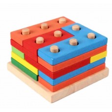 Juego Infantil Cubo Rompecabezas Encastre Tipo Sandwich Didáctico Madera - Cubeta Toys