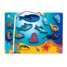 Juego de Pesca Magnético y Encastre de Madera Cubeta - Estimula Creatividad y Concentración - 30x25 cm - Juguetes Didácticos x Mayor