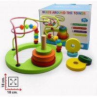 Juguete Prono Didáctico de Laberinto y Apilado - Cuentas Alrededor de la Torre - M396