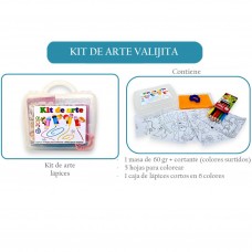 Kit de arte valijita lápices: masa de 60 grs + cortante + 5 hojas para colorear + 1 caja de lápices cortos x 6 u Filgo