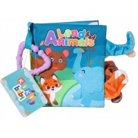 Libro De Tela Educativo Y Didáctico Para Bebé Con Chifle Mediano - Animales de la Selva  - 17 x 13,5 cm