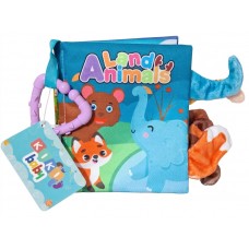 Libro De Tela Educativo Y Didáctico Para Bebé Con Chifle Mediano - Animales de la Selva  - 17 x 13,5 cm