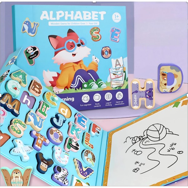 Libro Didáctico Magnético de Madera Infantil - Letras y Números Libro Didáctico Magnético de Madera Infantil - Letras y Números