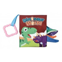 Libro De Tela Educativo Y Didáctico Para Bebé Con Chifle Mediano - Dinosaurio - 17 x 13,5 cm