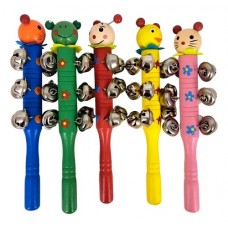 Sonajero Cascabel de Madera Caritas Animalitos - Juguete Musical Estimulacion Infantil - Mayorista