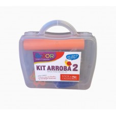 Kit arroba 2: masa para modelar 90 grs + 2 accesorios + palito de amasar valijita de 12x12 cm - Insumos didácticos x mayor A2