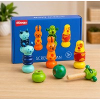 Muñecos de Madera para Enroscar - Juguete Didáctico de Coordinación y Motricidad