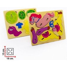 Set de Puzles Encastrables de Madera - Animales y Figuras Didácticas - Distribuidora de Juguetes Didácticos M506