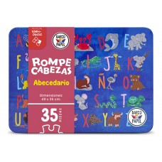 Rompecabezas en Lata Abecedario Didáctico Barco de Papel - 35 Piezas de Cartón Grueso