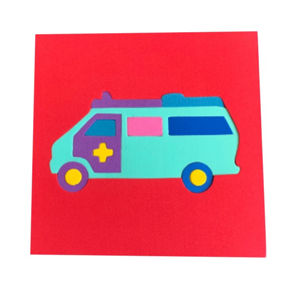 Rompecabezas encastre Ambulancia en goma eva, 20x20 cm, distintas combinaciones de colores
