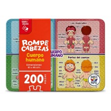 Rompecabezas Cuerpo Humano en Lata 200 Piezas - Anatomía Didáctica para Niños - Barco de Papel