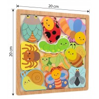 Rompecabezas Tetris Didáctico de Madera Encastrable Insectos del Jardín 20x20 cm