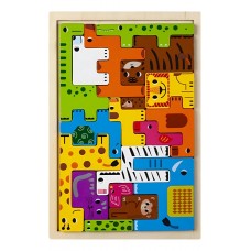 Rompecabezas Tetris de Madera Animalitos – Juego Artesanal Montessori - 15x22 cm - Juguetes Educativos por Mayor