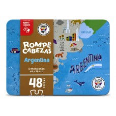 Rompecabezas en Lata Mapa de Argentina Didáctico Barco de Papel - 48 Piezas de Cartón Grueso