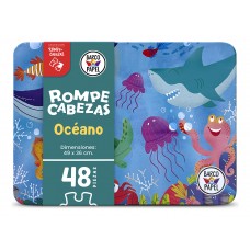 Rompecabezas Océano 48 Piezas en Lata - Animales Marinos y Vida Submarina Didáctica - Barco de Papel