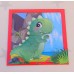 Rompecabezas x 4 unidades, cartón grueso, motivo Dinosaurios, 4 piezas, 14x14 cm + 4 láminas para colorear