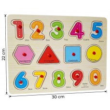 Puzzle Tablero Didáctico de Madera Números y Formas Encastrables Mayorista con Pins de Agarre M443