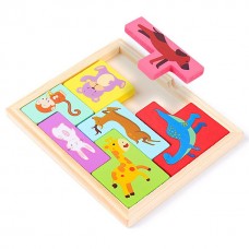 Tetris de madera animales: juego de encastre 16x13 cm
