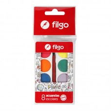 Acuarelas Filgo Pinto Escolares - Estuche de 8 Colores Surtidos + Pincel - Libtería x Mayor