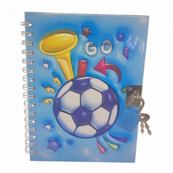 Diario Íntimo Infantil 3D con Candado - Diseño Pelota de Fútbol - Mayorista de Librería