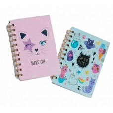 Libreta con Espiral 11x16cm - Tapa Dura - Temática Gatitos Divertidos - Libretas Infantiles x Mayor