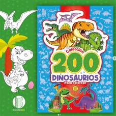 200 Dinosaurios para colorear: libro de tapa blanda, 28x20 cm, 32 páginas - Libros Infantiles x Mayor
