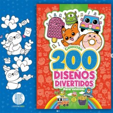 200 diseños divertidos para colorear: libro de tapa blanda, 28x20 cm, 32 p - Distribuidora de Libros