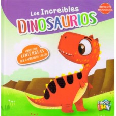 Libro con lentejuelas Los increíbles dinosaurios, 18x18 cm, imprenta mayúscula, didáctico y sensorial