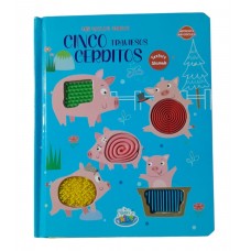 Libro de cuentos cinco traviesos cerditos con texturas siliconadas, imprenta mayúscula, Bainy Kids
