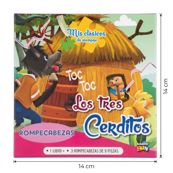 Libro Infantil con Rompecabezas "Los Tres Cerditos" - Mis Clásicos de Siempre (School Fun)