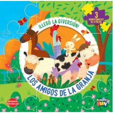 Llegó la Diversión: Los Amigos de la Granja con 3 Rompecabezas de 9 piezas – Editorial School Fun - 20x20 cm 10 pág - TD Acolchada