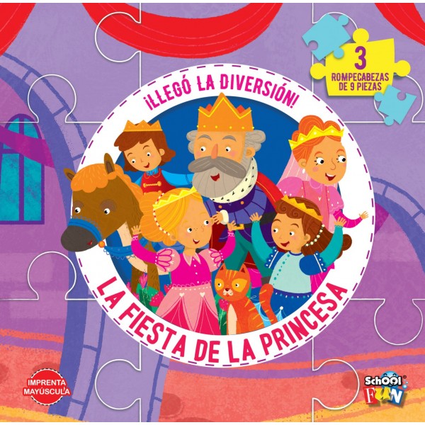 Llegó la Diversión: La Fiesta de la Princesa con 3 Rompecabezas de 9 piezas – Editorial School Fun - 20x20 cm 10 pág - TD Acolchada Llegó la Diversión: La Fiesta de la Princesa con 3 Rompecabezas de 9 piezas – Editorial School Fun - 20x20 cm 10 pág - TD Acolchada