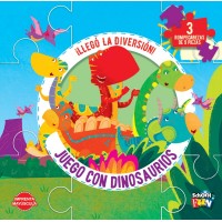 Llegó la Diversión: Juego con Dinosaurios con 3 Rompecabezas de 9 piezas – Editorial School Fun - 20x20 cm 10 pág - TD Acolchada