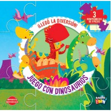 Llegó la Diversión: Juego con Dinosaurios con 3 Rompecabezas de 9 piezas – Editorial School Fun - 20x20 cm 10 pág - TD Acolchada