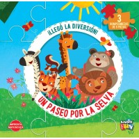 Llegó la Diversión: Un Paseo por la Selva con 3 Rompecabezas de 9 piezas – Editorial School Fun - 20x20 cm 10 pág - TD Acolchada