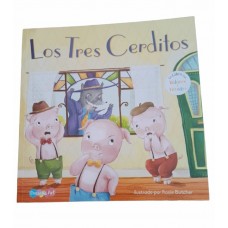 Libro de cuentos Los tres cerditos: 21x21 cm, tapa blanda, papel ilustración, 24 páginas
