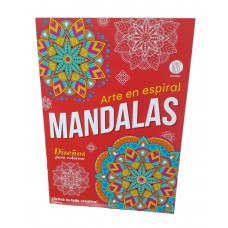Mandalas Arte en espiral: libro para colorear tapa blanda, 16 páginas, 28x20 cm, con frases motivadoras