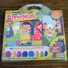 Valija didáctica Mis cuentos mágicos: 4 libros para pintar y leer + pincel + 8 acuarelas + figuras recortables