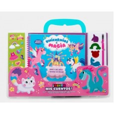 Valija didáctica ¡Pinto mis Cuentos! Unicornios y Magia - Set de Arte con Acuarelas y Stickers